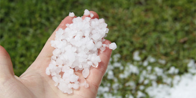 hailstones on ground