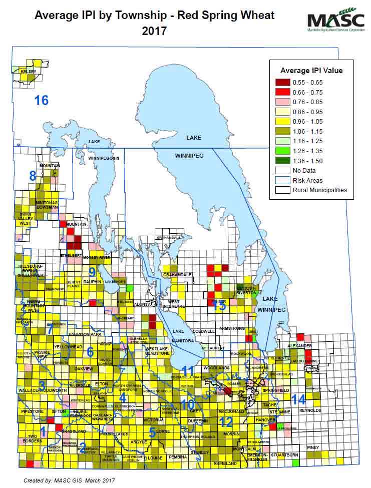 Average IPI by Township: Red Spring Wheat (2017)